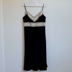 Ann Taylor Black Cocktail Dress with Lace Detail, 8